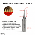 Fresa Em V Para Dobra De MDF 1/2 (12,7mm)