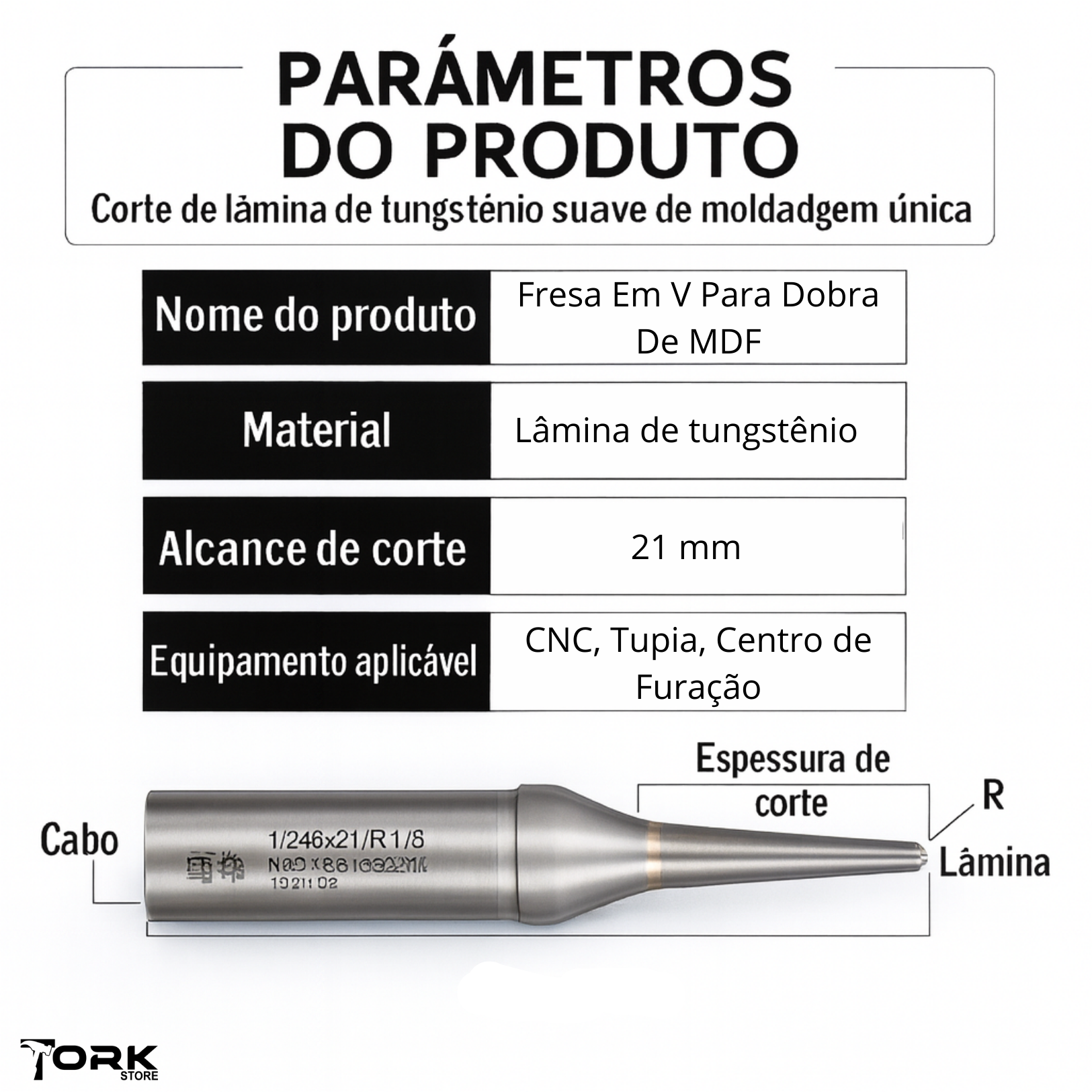 Fresa Em V Para Dobra De MDF 1/2 (12,7mm)