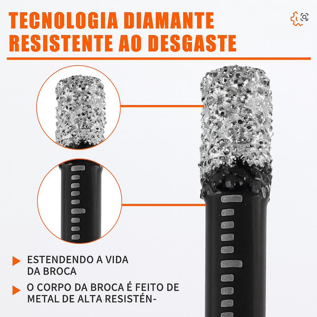 Broca para Porcelanato e Cerâmica – Revestida com Diamante