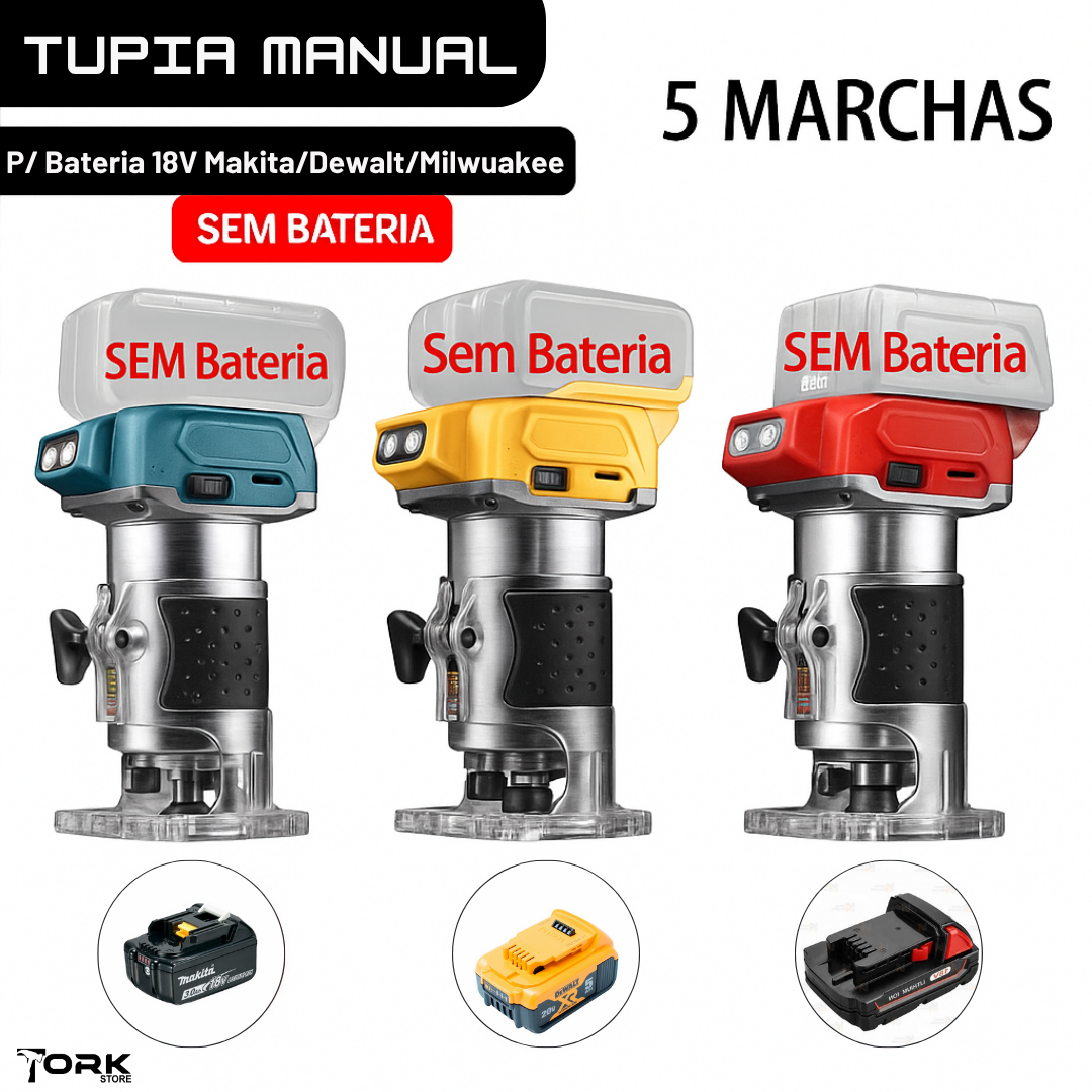 Tupia Manual Sem Fio S/ Bateria (Makita/Dewalt/Milwaukee)