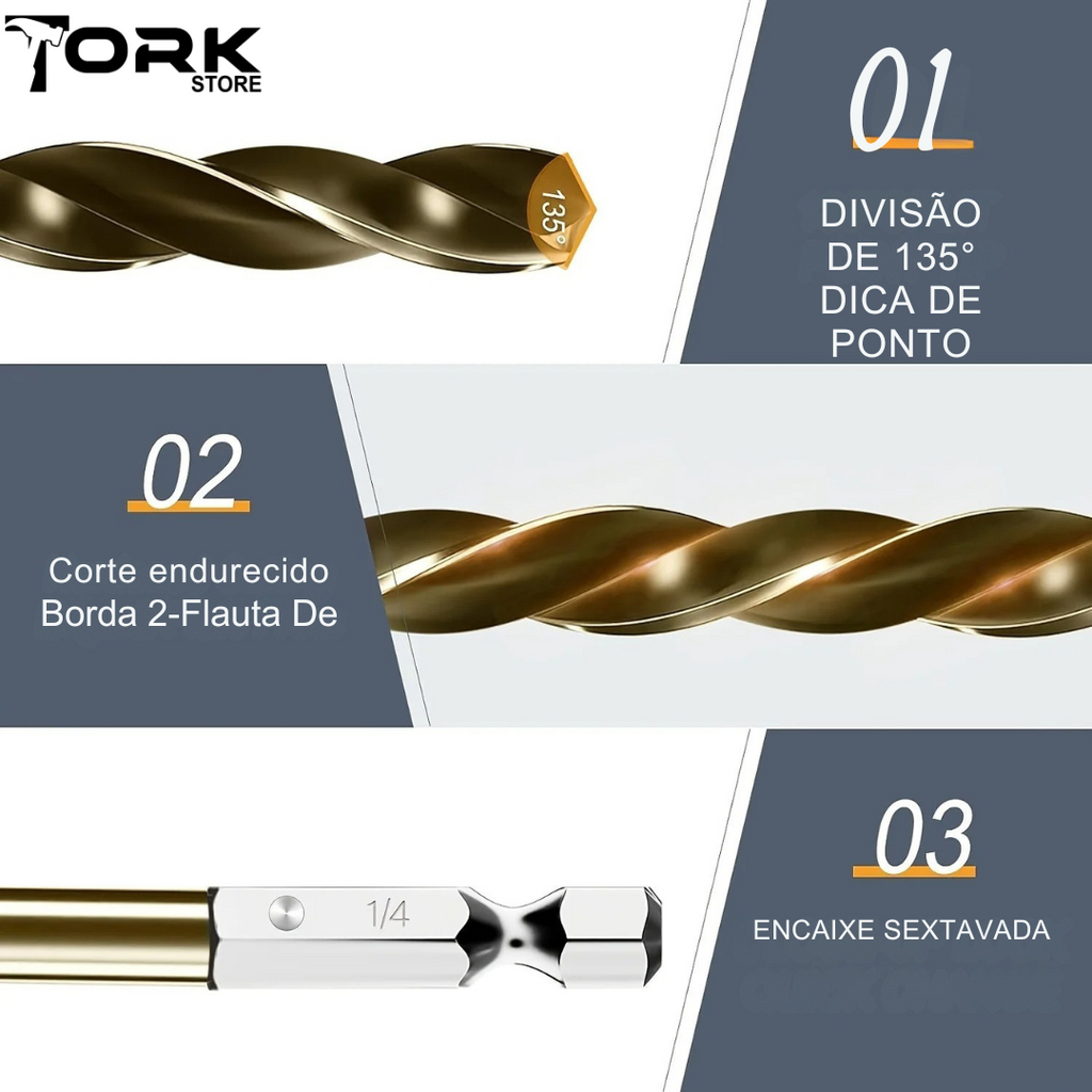 Kit Broca Sextava (Titânio ou Cobalto)