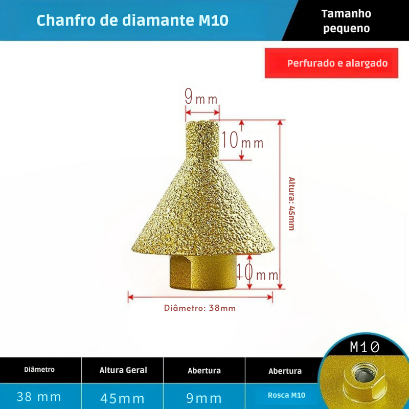 Fresa Diamantada Cônica Escareador