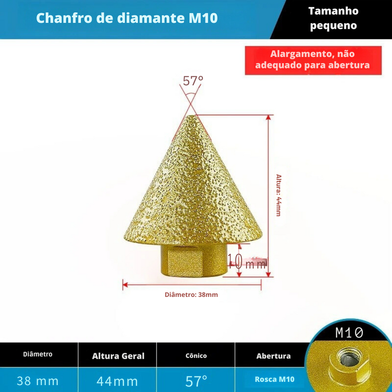 Fresa Diamantada Cônica Escareador