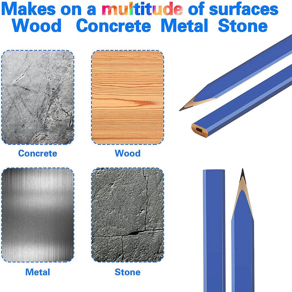 Lápis carpinteiro 12Pcs com suporte retratil e apontador