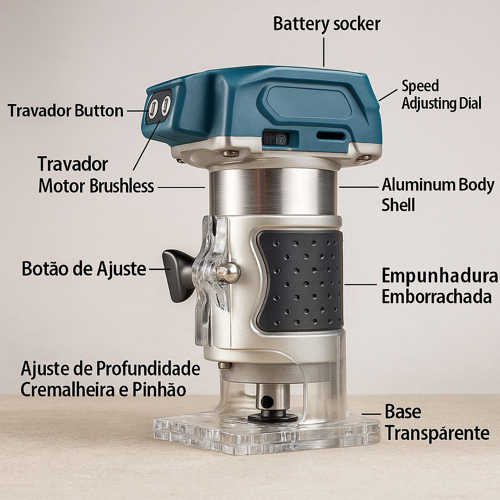 Tupia Manual Sem Fio S/ Bateria (Makita/Dewalt/Milwaukee)