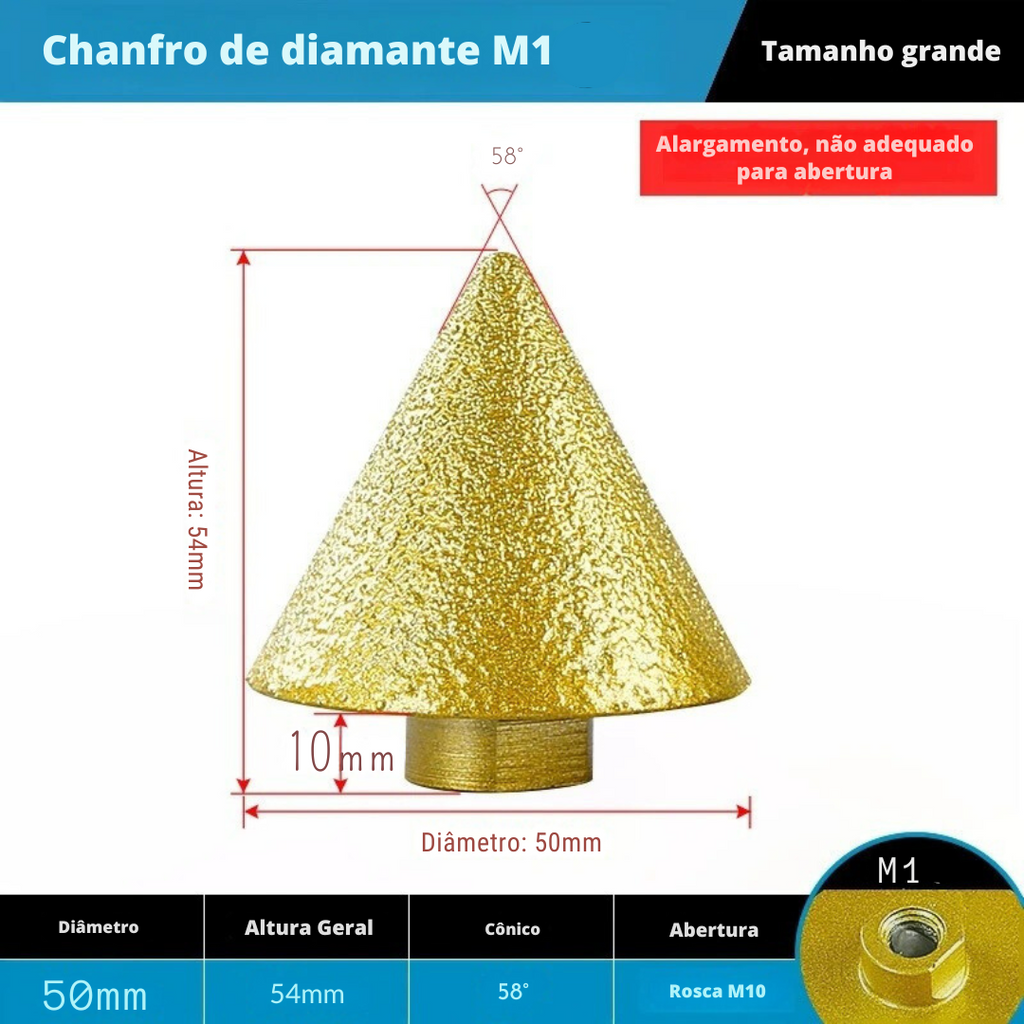 Fresa Diamantada Cônica Escareador