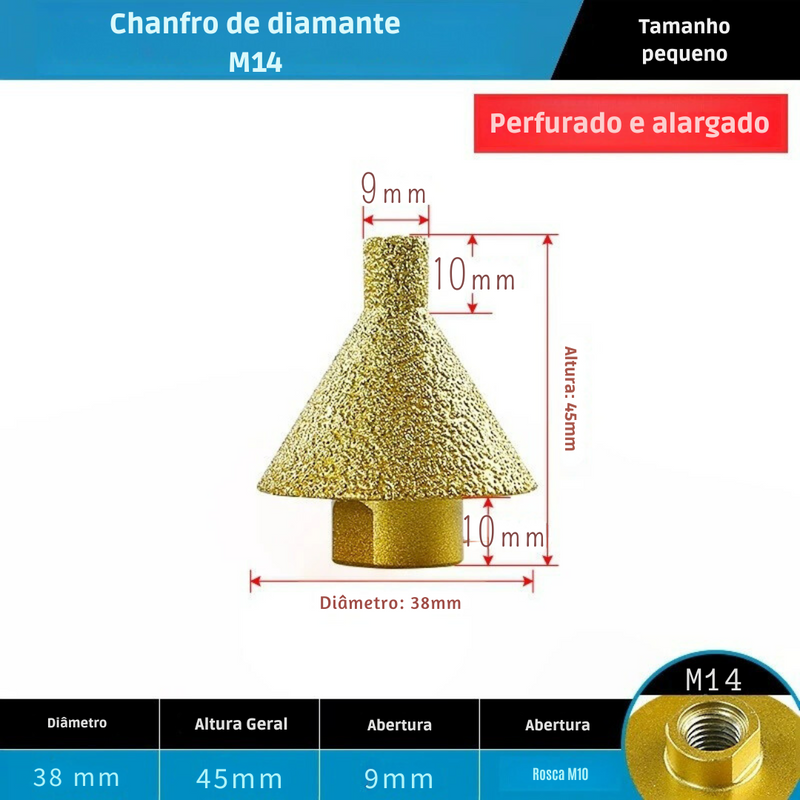 Fresa Diamantada Cônica Escareador